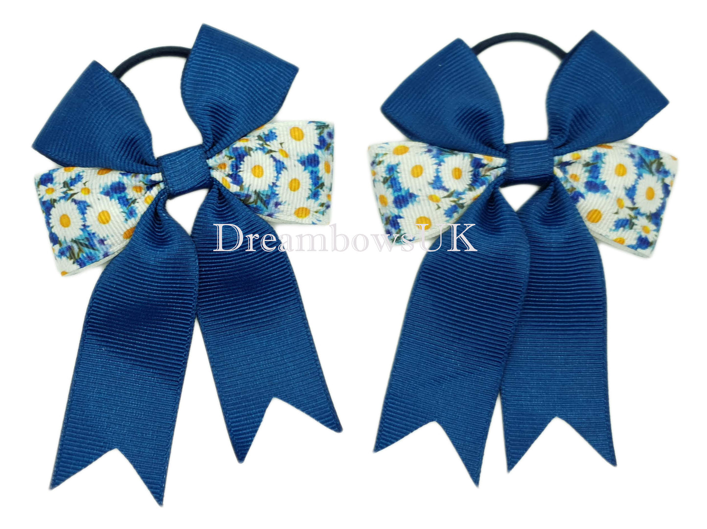 Navy blue hair bows, thin hair bobbles