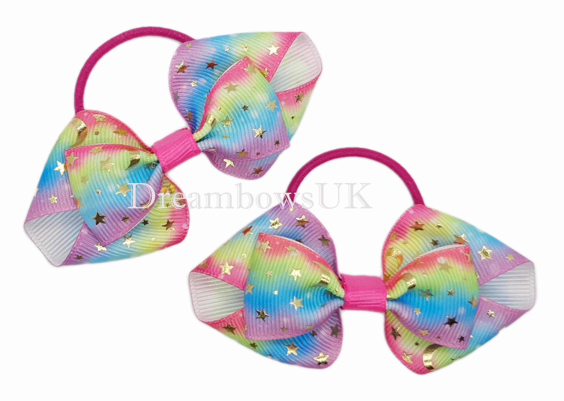 Colourful hair bows, thin hair ties