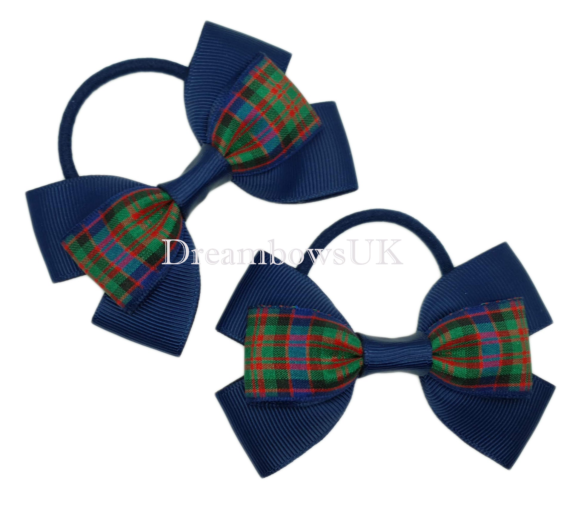 Macdonald tartan bows, thick bobbles