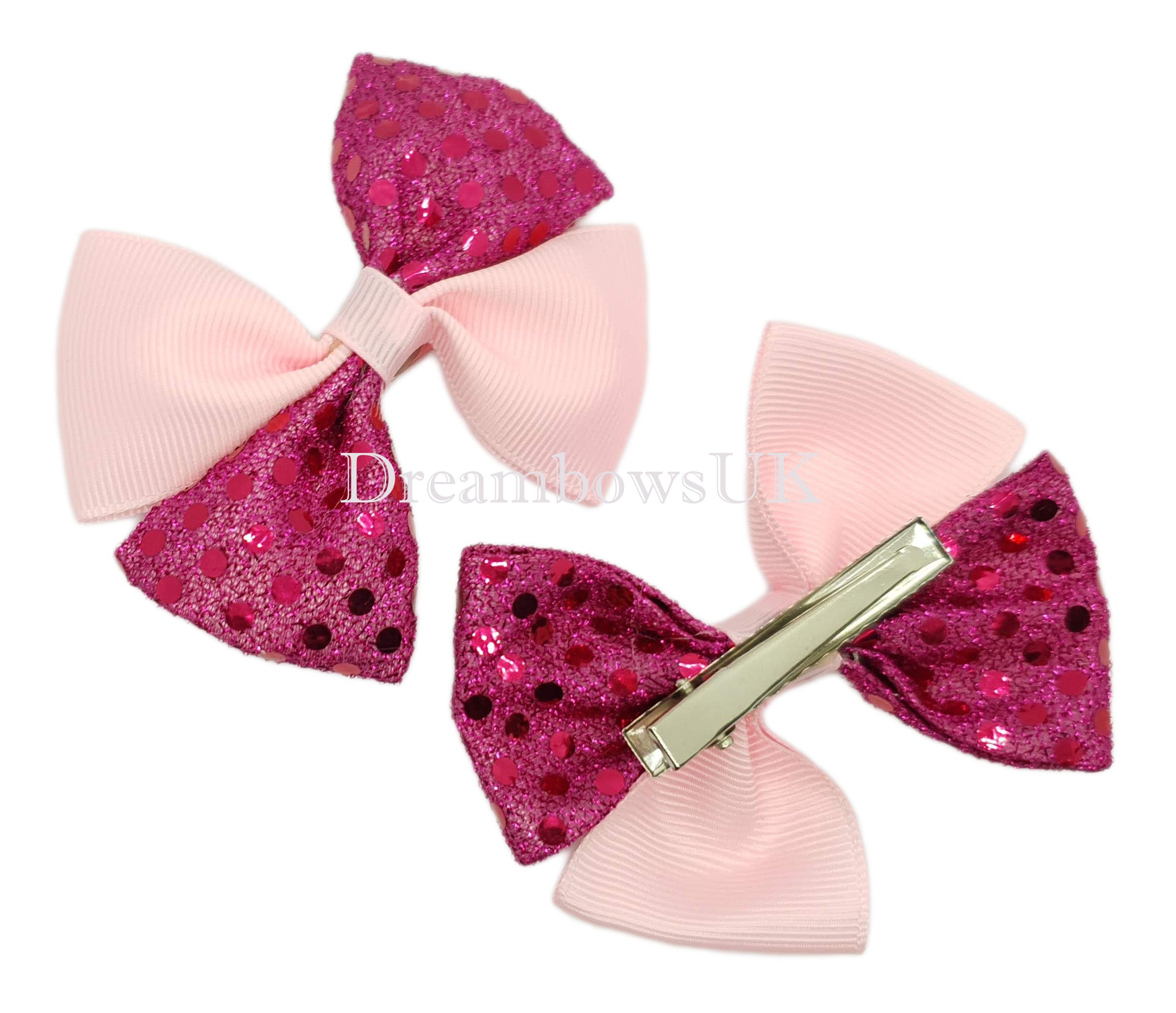 Diana Bow Hair Clip in Pink Lace