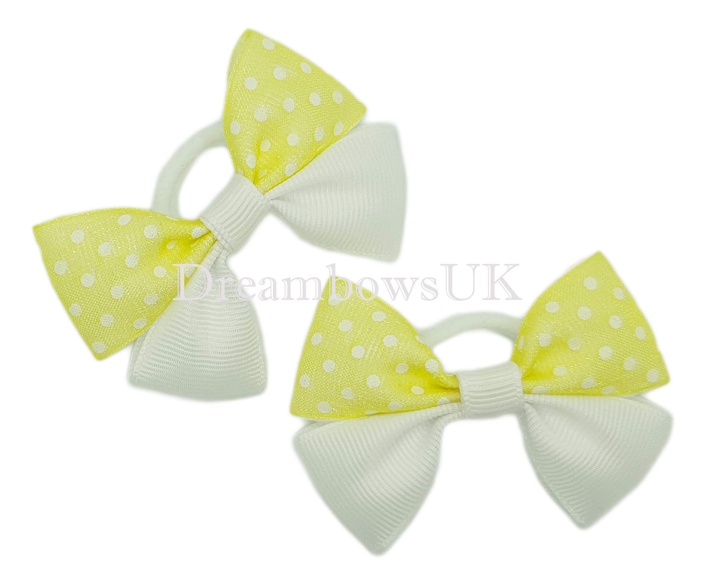 Polka dot hair bows, polyester bobbles