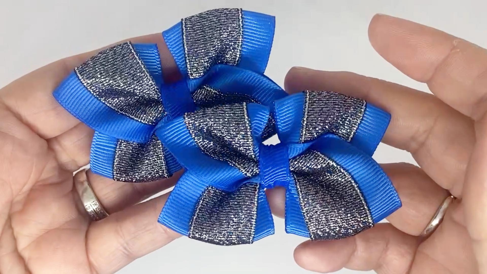 Royal Blue and Black Glitter Hair Bows on Alligator Clips – Grosgrain & Glitter Ribbon