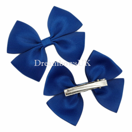 Navy Blue Grosgrain Ribbon Hair Bows on Alligator Clips