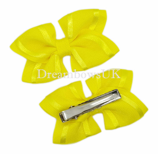 Yellow Organza Hair Bows on Alligator Clips