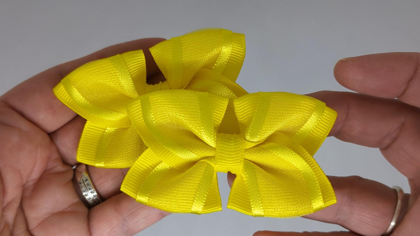 Yellow Organza Hair Bows on Alligator Clips