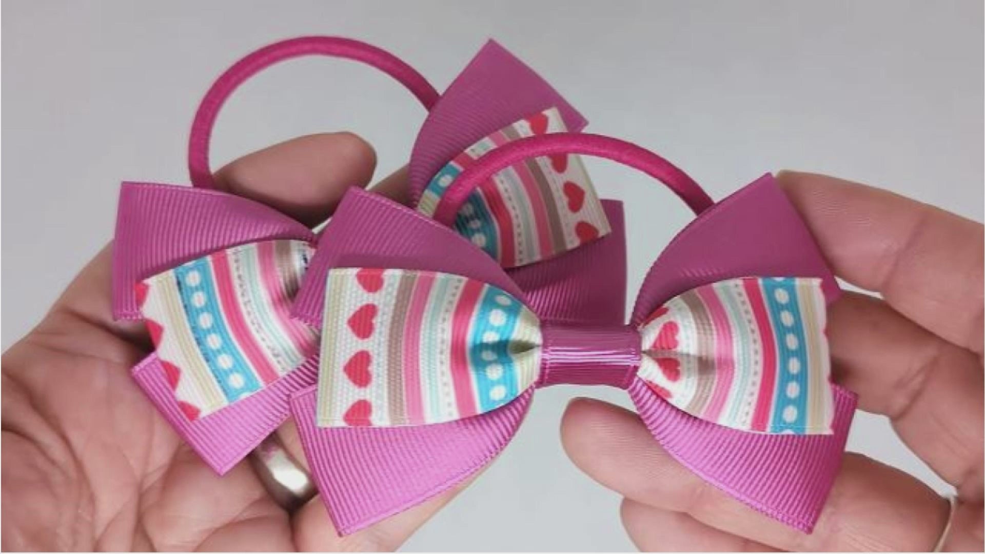 Cerise Pink Grosgrain Ribbon Hair Bows | Thick Bobbles