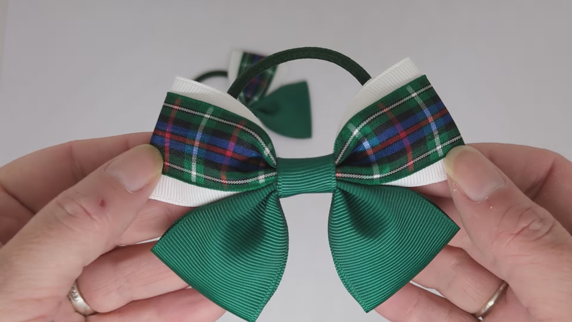 Bottle Green Rose Tartan Hair Bows on Thick Bobbles – Perfect for Unique Styles