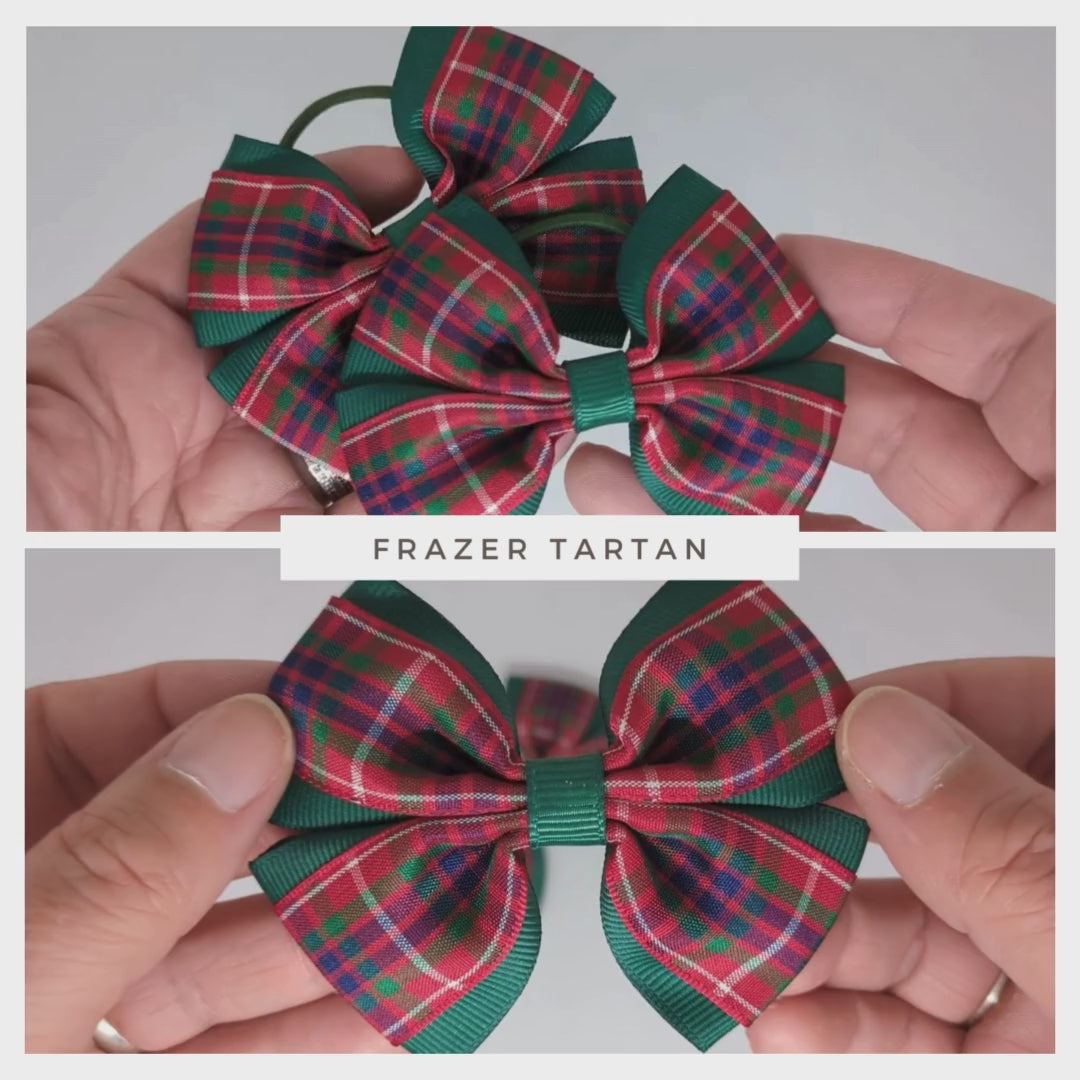 Bottle Green Frazer Tartan Hair Bows – Thick Bobbles, Thin Bobbles, or Alligator Clips