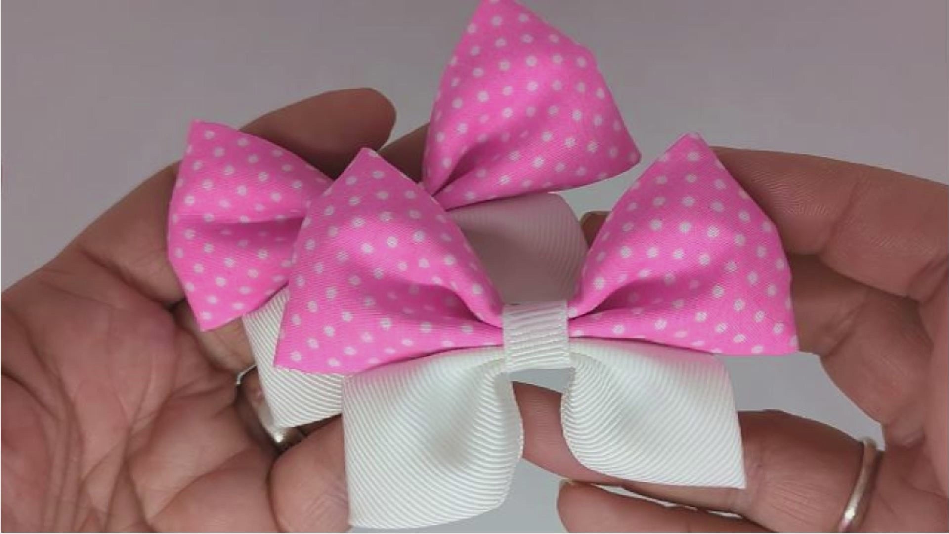 Hot Pink and White Polka Dot Hair Bows on Alligator Clips – Cotton Fabric & Grosgrain Ribbon