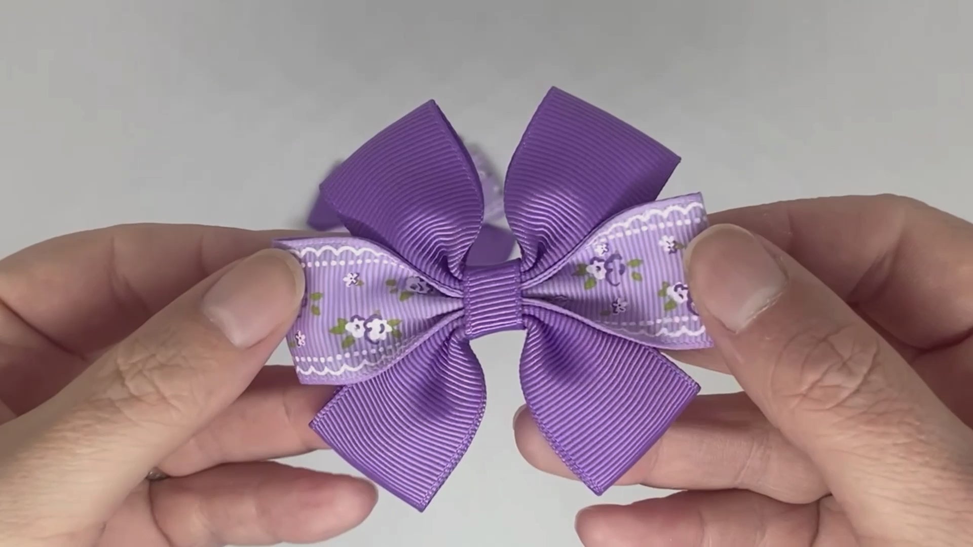 Lilac Floral Hair Bows on Alligator Clips – Grosgrain Ribbon, Unique Design