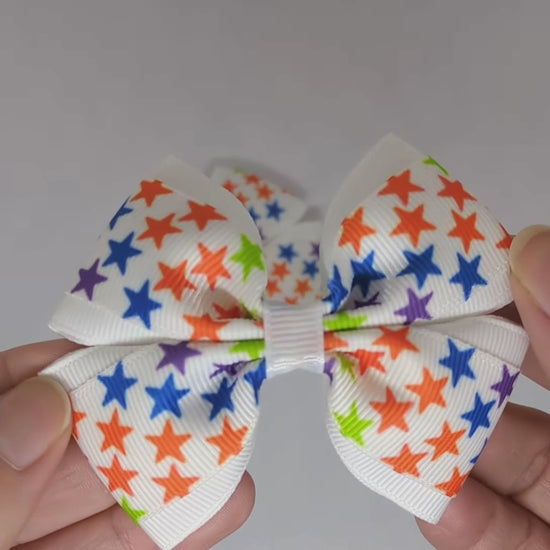 Colourful Stars Hair Bows on Alligator Clips