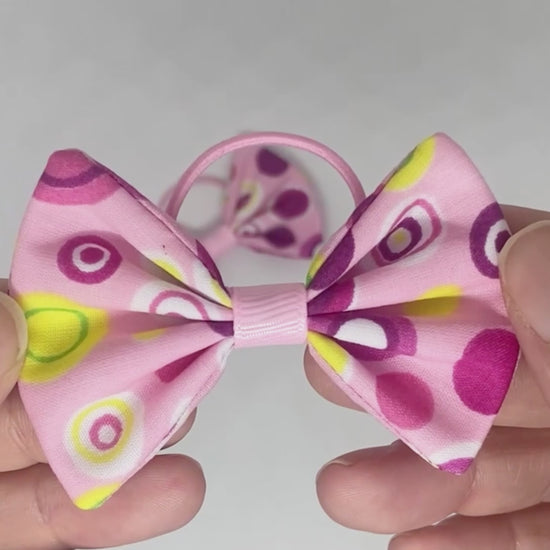 Pink Polka Dot Hair Bows on Thin Bobbles