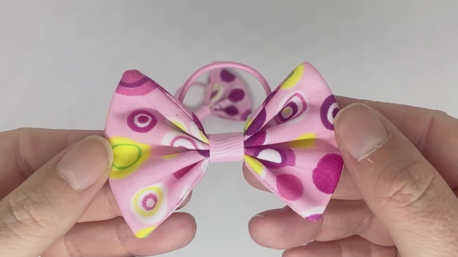 Pink Polka Dot Hair Bows on Thin Bobbles